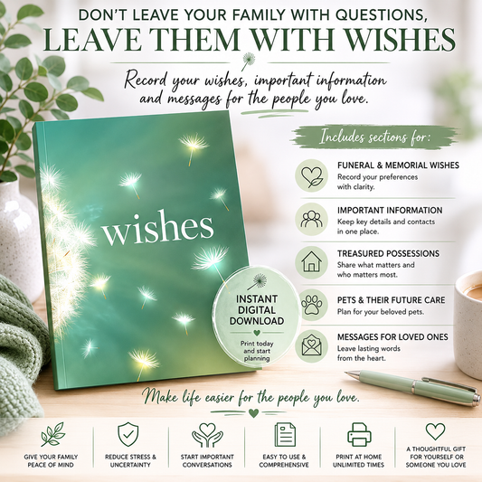 Wishes Book - Instant Download - print at home